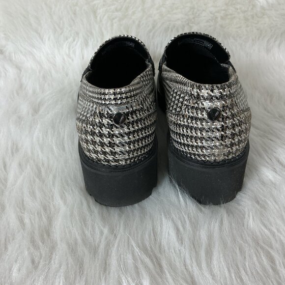 Vionic Gray White Black Metallic Houndstooth Fillmore Lug Penny Loafers 9.5 - Picture 4 of 8